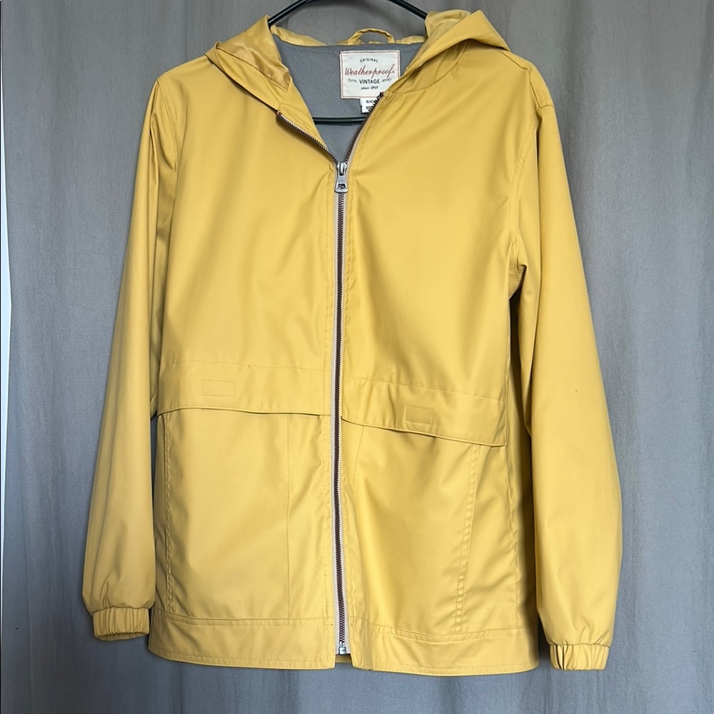 Vibrant Yellow Hooded Raincoat Lightweight Design